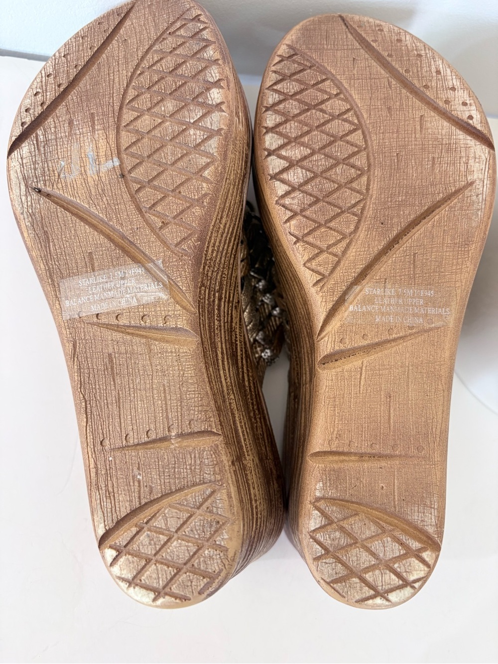 OTBT STARLIKE Woven Leather Wedge Slide Sandals Metallic Boho Hippie EUC 7.5 - Picture 7 of 13